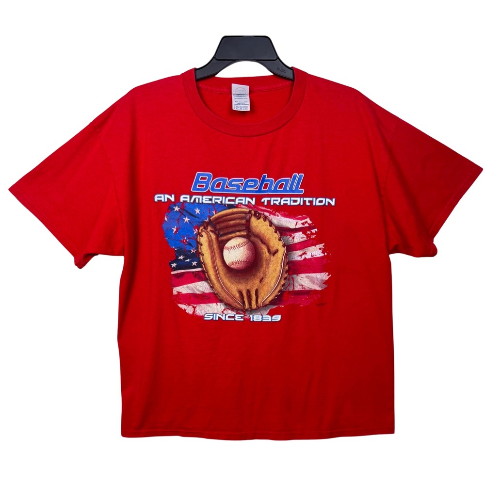 Delta Pro Weight Shirt American Tradition Baseball Since‎ 1839 USA Flag Sz XL